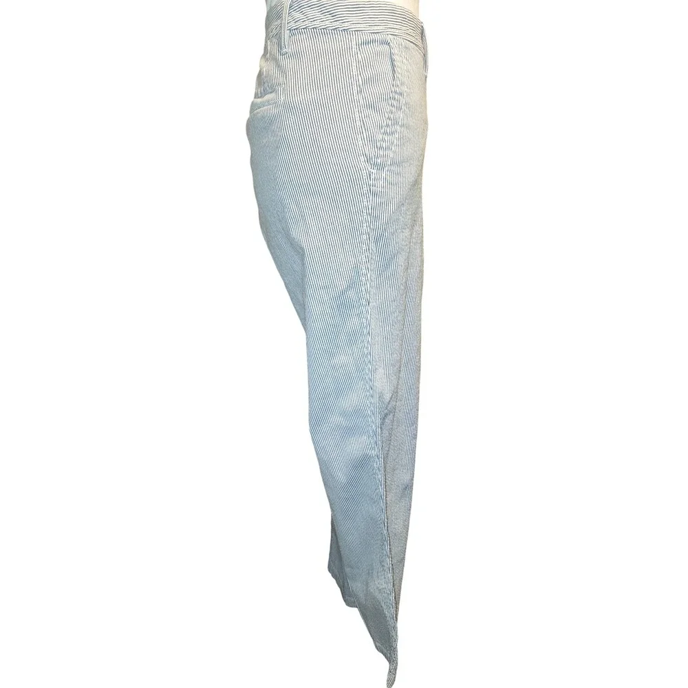 Talbots Girlfriend Chino Pants Womens 10 Blue White Striped Seersucker Cotton - Picture 2 of 8
